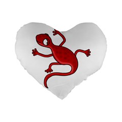 Red Lizard Standard 16  Premium Flano Heart Shape Cushions by Valentinaart