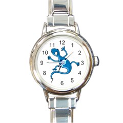 Blue Lizard Round Italian Charm Watch by Valentinaart