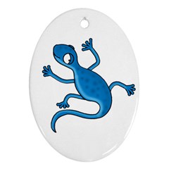 Blue Lizard Ornament (oval)  by Valentinaart