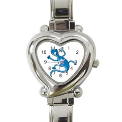 Blue Lizard Heart Italian Charm Watch by Valentinaart