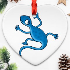 Blue Lizard Heart Ornament (2 Sides) by Valentinaart