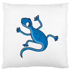 Blue Lizard Large Flano Cushion Case (one Side) by Valentinaart