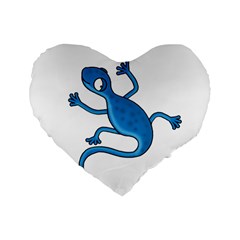 Blue Lizard Standard 16  Premium Flano Heart Shape Cushions by Valentinaart