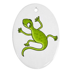 Green Lizard Ornament (oval)  by Valentinaart