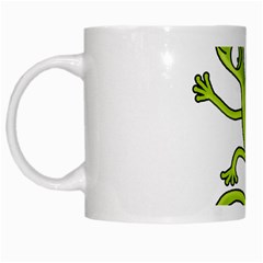 Green Lizard White Mugs by Valentinaart