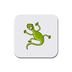 Green Lizard Rubber Square Coaster (4 Pack)  by Valentinaart