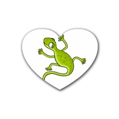 Green Lizard Heart Coaster (4 Pack)  by Valentinaart