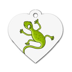 Green Lizard Dog Tag Heart (one Side) by Valentinaart