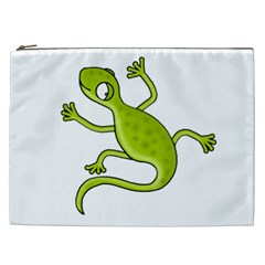 Green Lizard Cosmetic Bag (xxl)  by Valentinaart