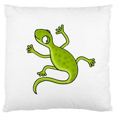 Green Lizard Large Flano Cushion Case (two Sides) by Valentinaart