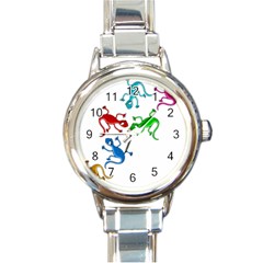 Colorful Lizards Round Italian Charm Watch by Valentinaart