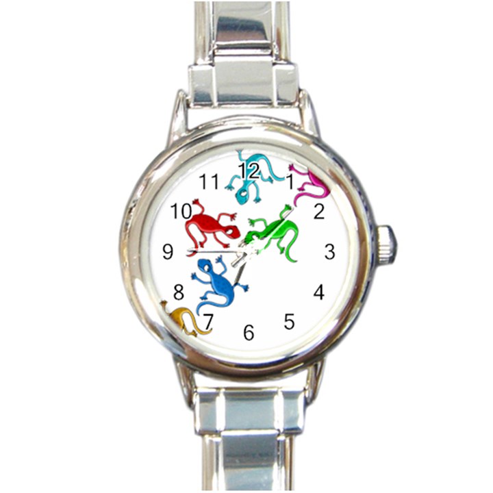 Colorful lizards Round Italian Charm Watch