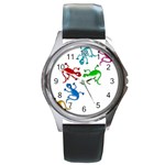 Colorful lizards Round Metal Watch Front