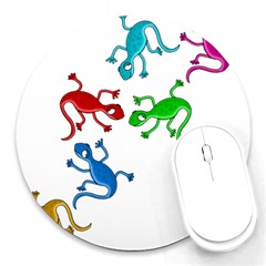 Colorful Lizards Round Mousepads by Valentinaart