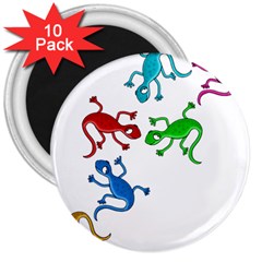 Colorful Lizards 3  Magnets (10 Pack)  by Valentinaart