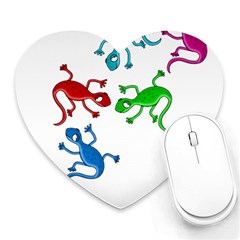 Colorful Lizards Heart Mousepads by Valentinaart