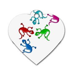 Colorful Lizards Dog Tag Heart (one Side) by Valentinaart