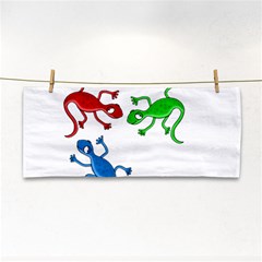 Colorful Lizards Hand Towel by Valentinaart