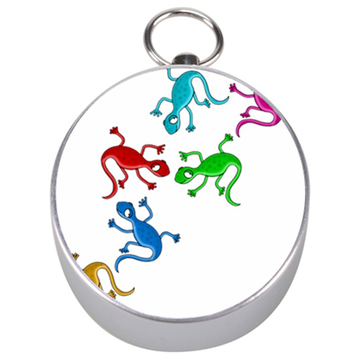 Colorful lizards Silver Compasses