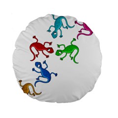 Colorful Lizards Standard 15  Premium Flano Round Cushions by Valentinaart