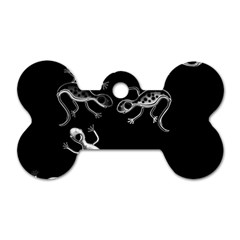 Black And White Lizards Dog Tag Bone (one Side) by Valentinaart