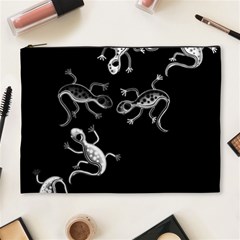 Black And White Lizards Cosmetic Bag (xl) by Valentinaart