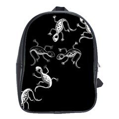 Black And White Lizards School Bags(large)  by Valentinaart