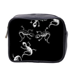 Black And White Lizards Mini Toiletries Bag 2-side by Valentinaart