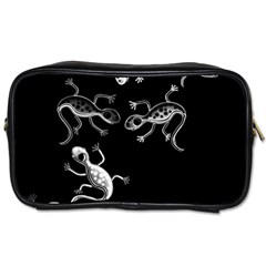 Black And White Lizards Toiletries Bags by Valentinaart