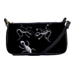 Black And White Lizards Shoulder Clutch Bags by Valentinaart