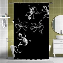 Black And White Lizards Shower Curtain 48  X 72  (small)  by Valentinaart