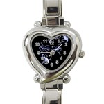 Blue decorative artistic lizards Heart Italian Charm Watch Front