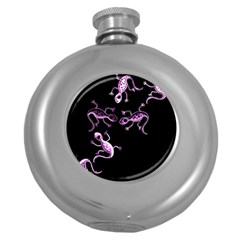 Purple Lizards Round Hip Flask (5 Oz) by Valentinaart