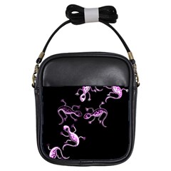 Purple Lizards Girls Sling Bags by Valentinaart