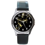 Yellow lizards Round Metal Watch Front