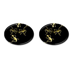 Yellow Lizards Cufflinks (oval) by Valentinaart