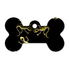 Yellow Lizards Dog Tag Bone (one Side) by Valentinaart