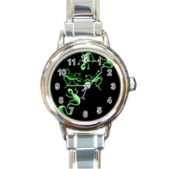 Green Lizards Round Italian Charm Watch by Valentinaart