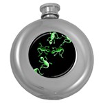 Green lizards Round Hip Flask (5 oz) Front