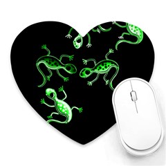 Green Lizards Heart Mousepads by Valentinaart