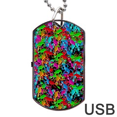 Lizard Pattern Dog Tag Usb Flash (two Sides)  by Valentinaart