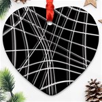 Black and white warped lines Ornament (Heart)  Front