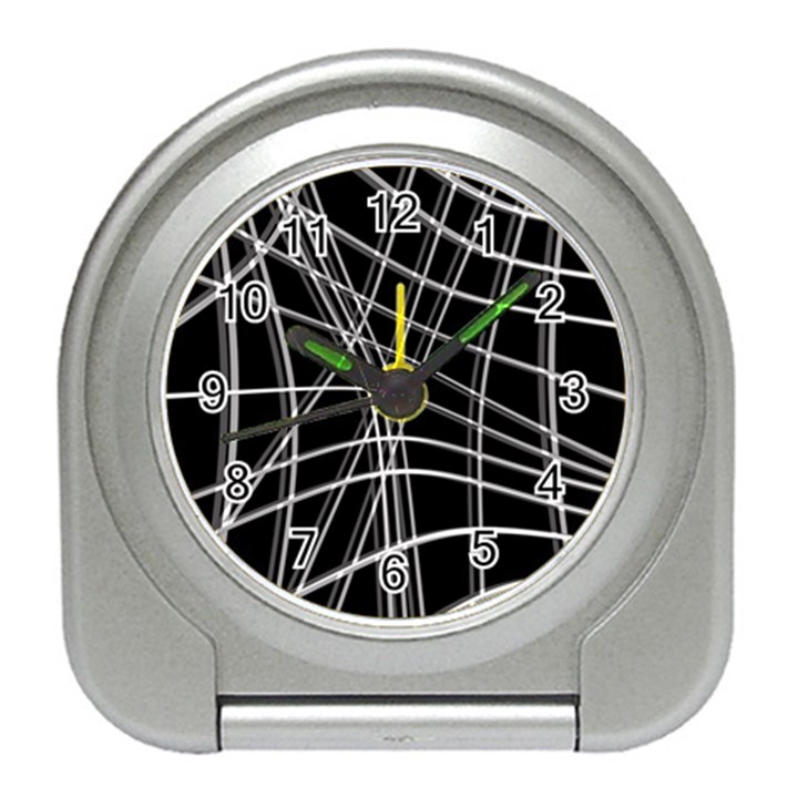 Black and white warped lines Travel Alarm Clocks