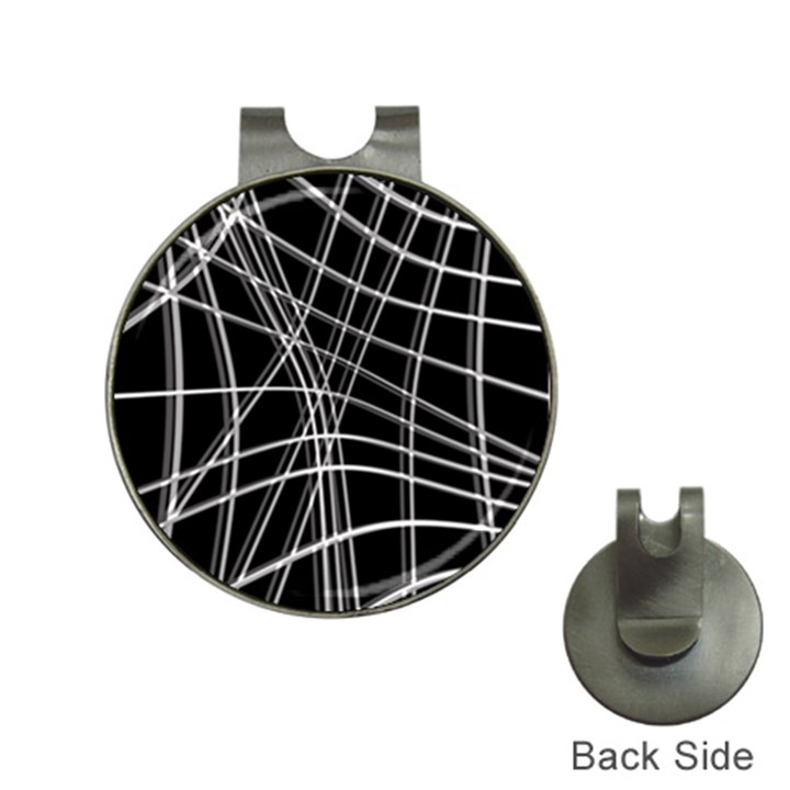 Black and white warped lines Hat Clips with Golf Markers