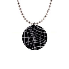 Black And White Warped Lines Button Necklaces by Valentinaart