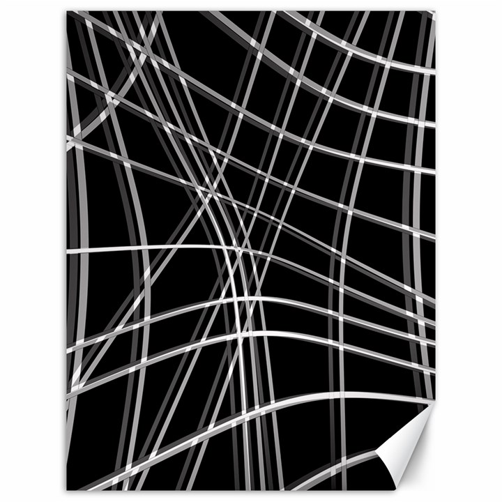 Black and white warped lines Canvas 12  x 16  