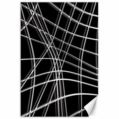 Black And White Warped Lines Canvas 20  X 30   by Valentinaart