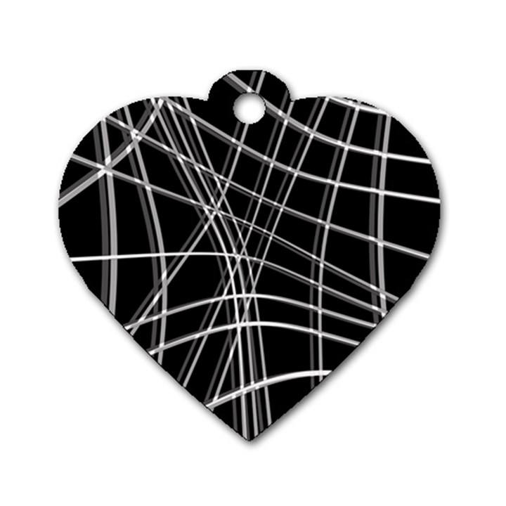 Black and white warped lines Dog Tag Heart (One Side)