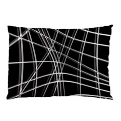 Black And White Warped Lines Pillow Case by Valentinaart