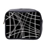 Black and white warped lines Mini Toiletries Bag 2-Side Front